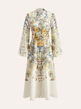 Commense Floral Belted Maxi Dress - M
